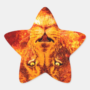 Flaming Lion of Judah Star Sticker