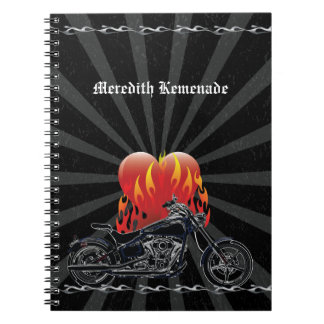 Flaming Love Biker Notebook