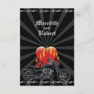 Flaming Love Biker Wedding Reply RSVP Card