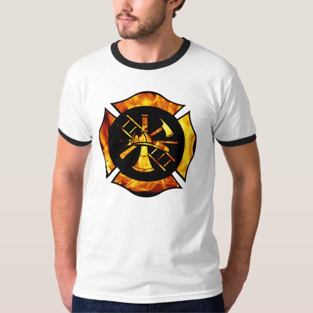 Flaming Maltese Cross T-Shirt (Front)