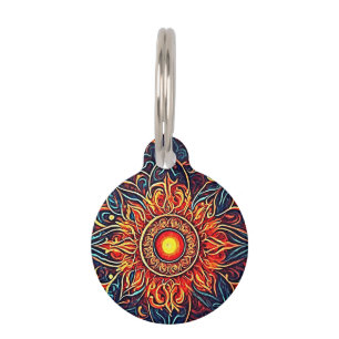 Flaming Mandala Spiritual Visionary Art  Pet Tag