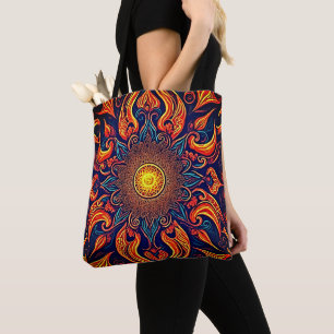 Flaming Mandala Visionary Art Tote Bag