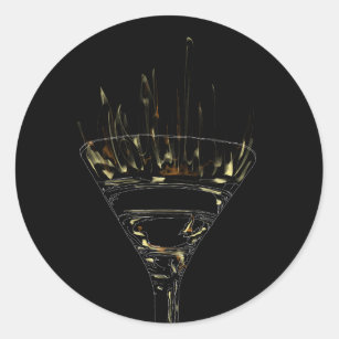 Flaming Martini Classic Round Sticker