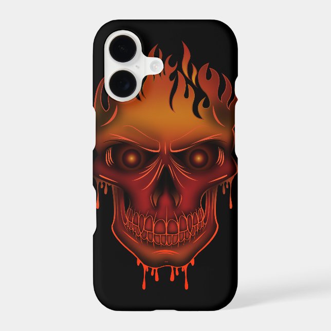 Flaming Melting Skull Gothic Dark Fantasy Phone (Back)