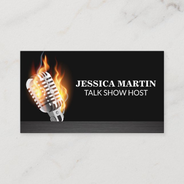 Flaming Microphone Business Card (Front)
