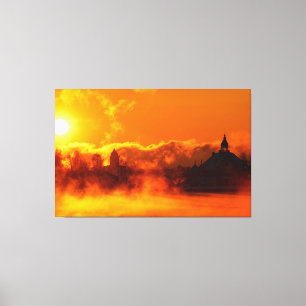 Flaming morning sunrise in Helsinki canvas art