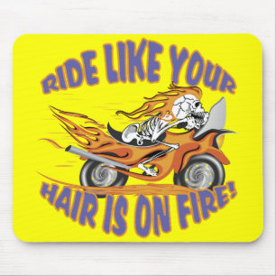 Flaming Motorcycle Skull Mouse Pad