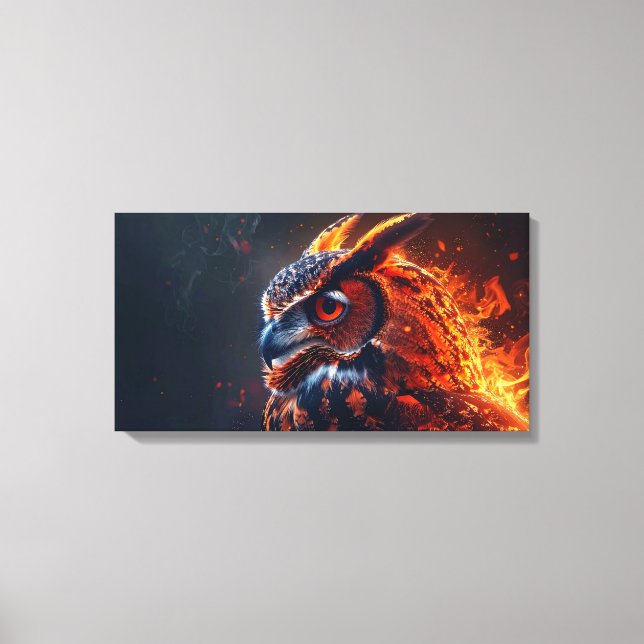 Flaming owl canvas print (Front)