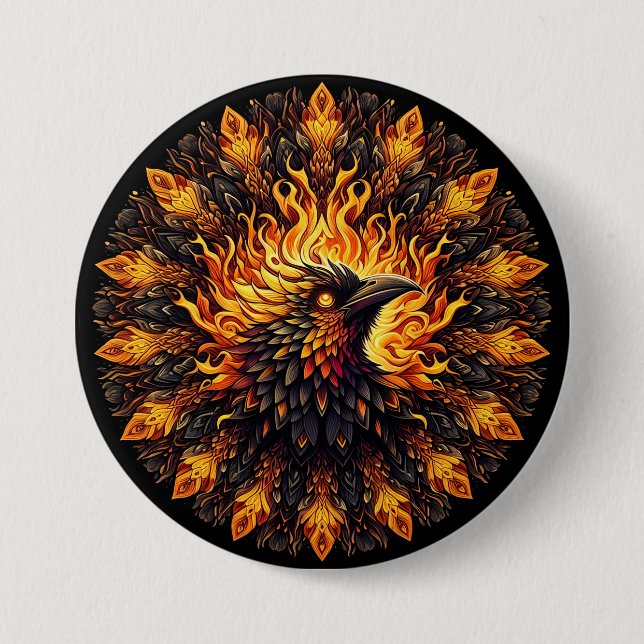 Flaming Phoenix Circular Graphic 7.5 Cm Round Badge (Front)