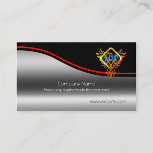 Flaming Phoenix, Red Swoosh on metallic-effect Business Card