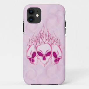 Flaming Pink Skulls iPhone 11 Case