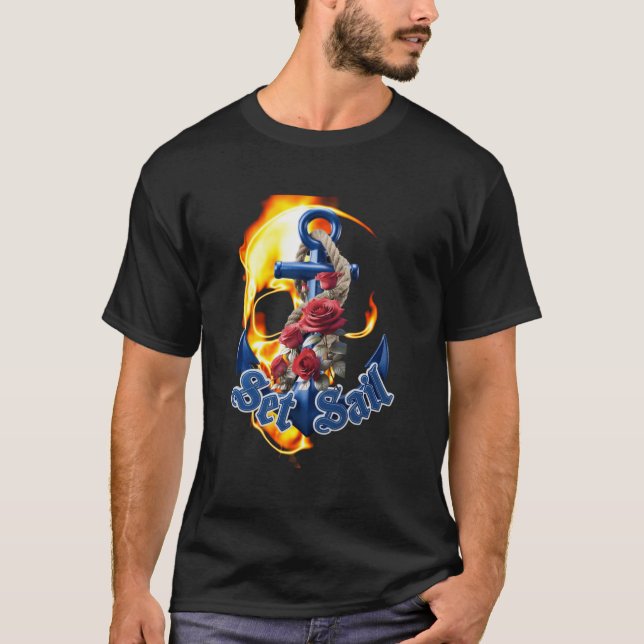 Flaming Pirate Skull  Privateer T-Shirt (Front)
