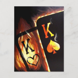 Flaming Pocket Kings Postcard Poker Print Cowboys