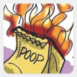 Flaming Poo Square Sticker