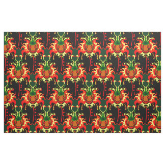 Flaming Pumpkin Head Box Interlocking Pattern Fabric