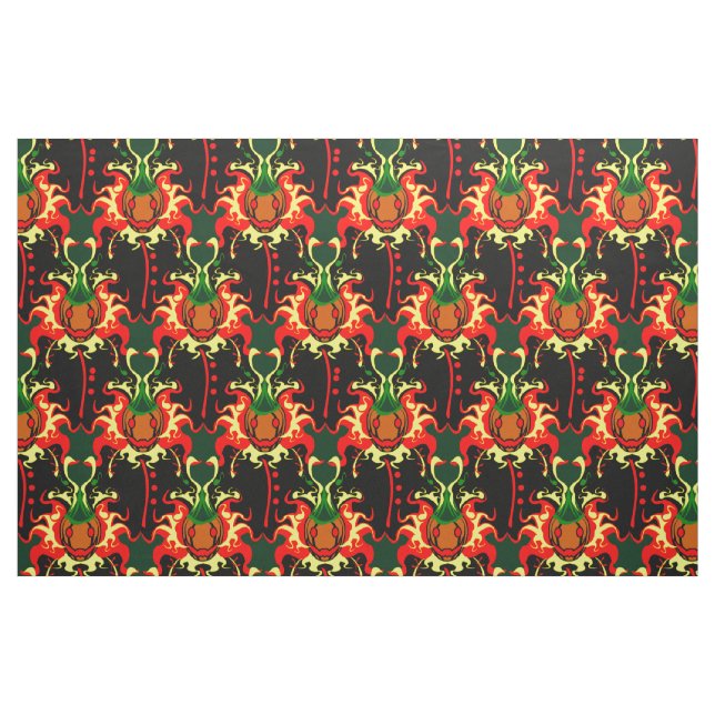 Flaming Pumpkin Head Box Interlocking Pattern Fabric (Fat Quarter)