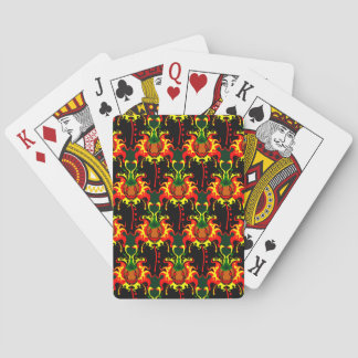 Flaming Pumpkin Head Box Interlocking Pattern Playing Cards