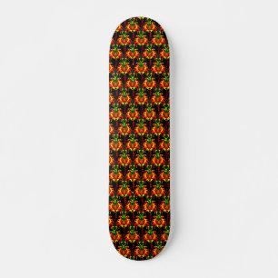 Flaming Pumpkin Head Box Interlocking Pattern Skateboard