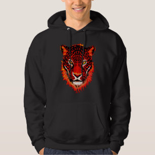 Flaming Red Leopard Head Hoodie