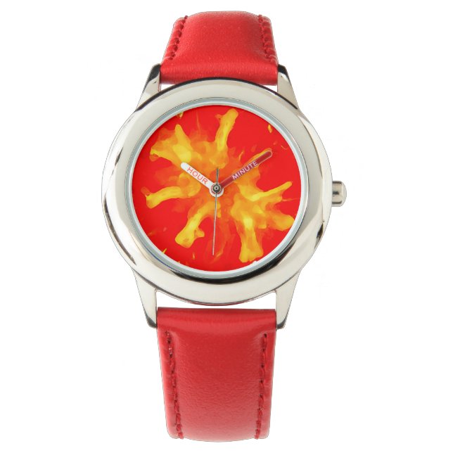 Flaming red pop art tomato watch (Front)