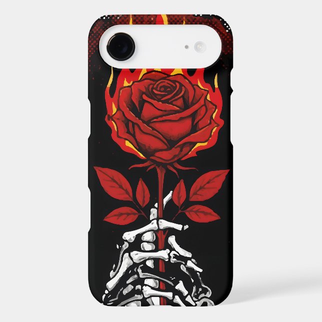 Flaming Red Rose and Skull Hand Urban Grunge (Back)