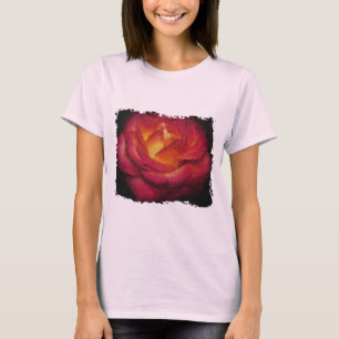 Flaming Rose Oil Painting T-Shirt