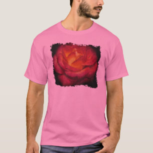 Flaming Rose Oil Painting T-Shirt