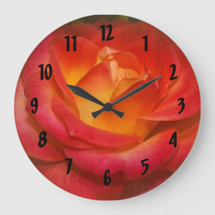 Flaming Rose on Parchment Large Clock