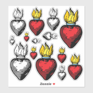 Flaming Sacred Heart 8" x 8" Sheet