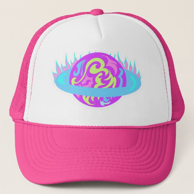 Flaming Saturn! Trucker Hat (Front)