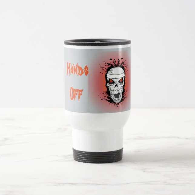 Flaming scull travel mug. mug (Center)
