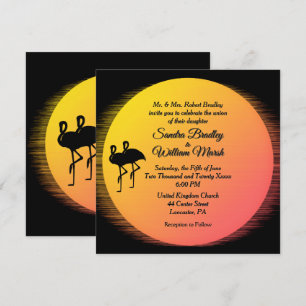 Flaming Setting Sun Evening Wedding Invitation