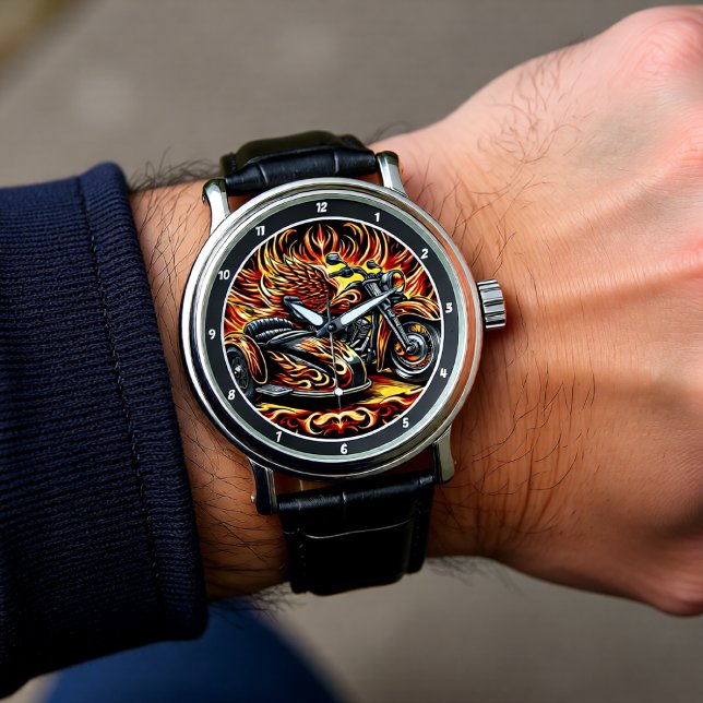 Flaming Sidecar Motorcycle Watch Face. (Creator Uploaded)