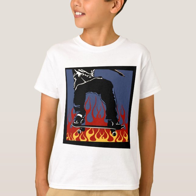 Flaming Skateboard t-shirt (Front)