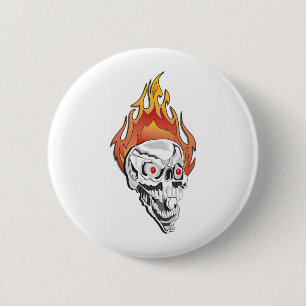 Flaming Skull 6 Cm Round Badge