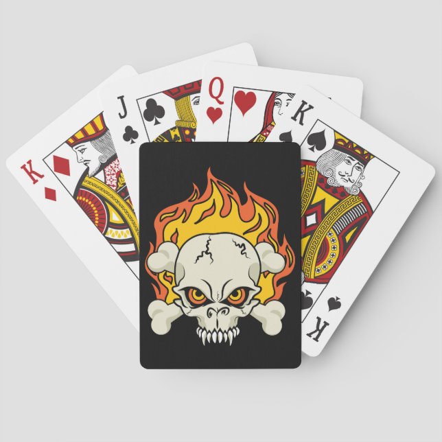 Flaming Skull and Crossbones Playing Cards (Back)