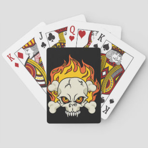 Flaming Skull and Crossbones Playing Cards