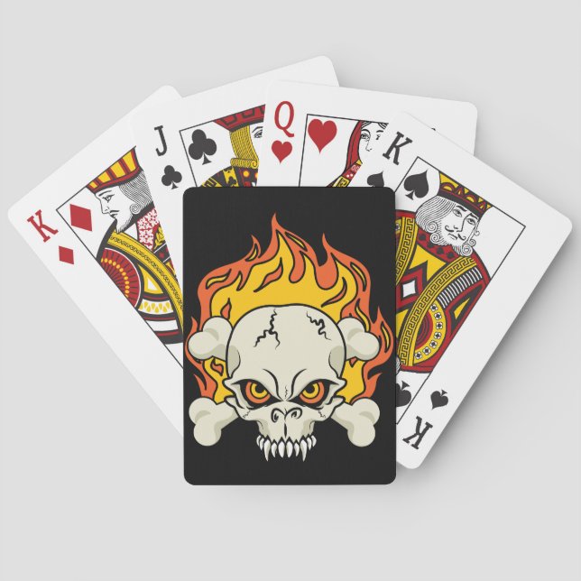 Flaming Skull and Crossbones Playing Cards (Back)