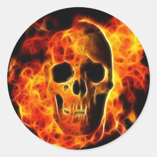 Flaming Skull Classic Round Sticker