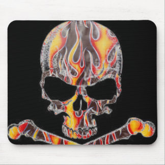Flaming Skull & Crossbones Mousepad