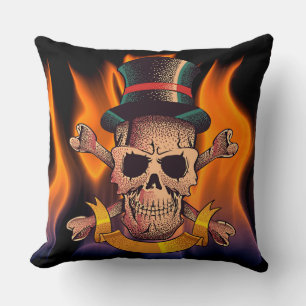 Flaming Skull Cushion
