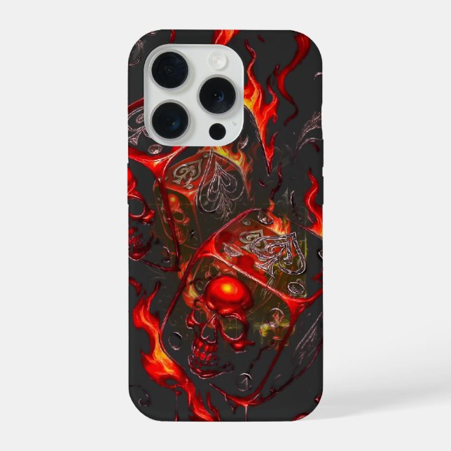 Flaming Skull Dice - High Stakes Rebel Graphic iPhone Case (Back)