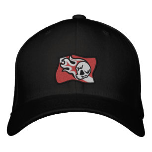 flaming skull dive flag embroidered hat
