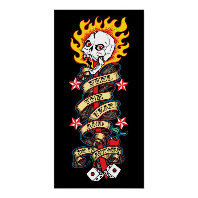 Flaming Skull Feel the Fear Poster (Front)