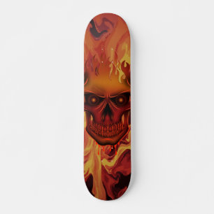 Flaming Skull Fire Art Illustration Skateboard