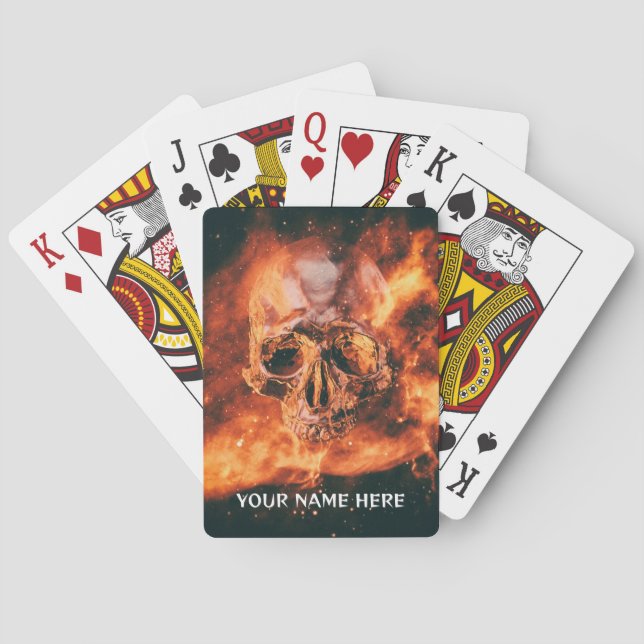 Flaming skull in space playing cards (Back)