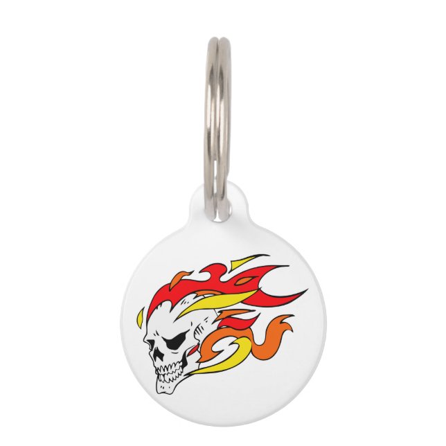 Flaming Skull Pet Tag (Front)