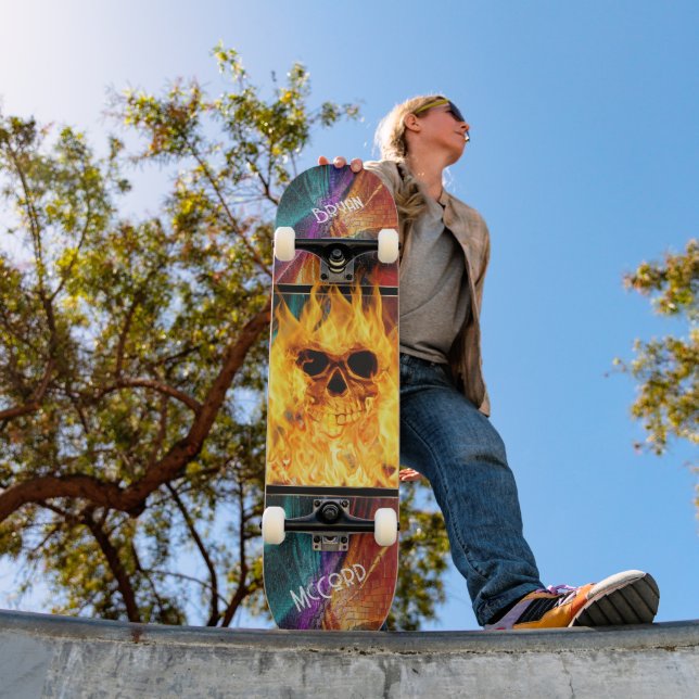 Flaming Skull  Skateboard (Outdoor 1)