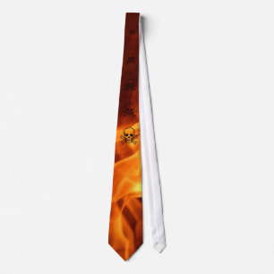 Flaming Skull Tie