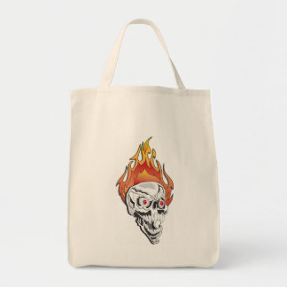 Flaming Skull Tote Bag